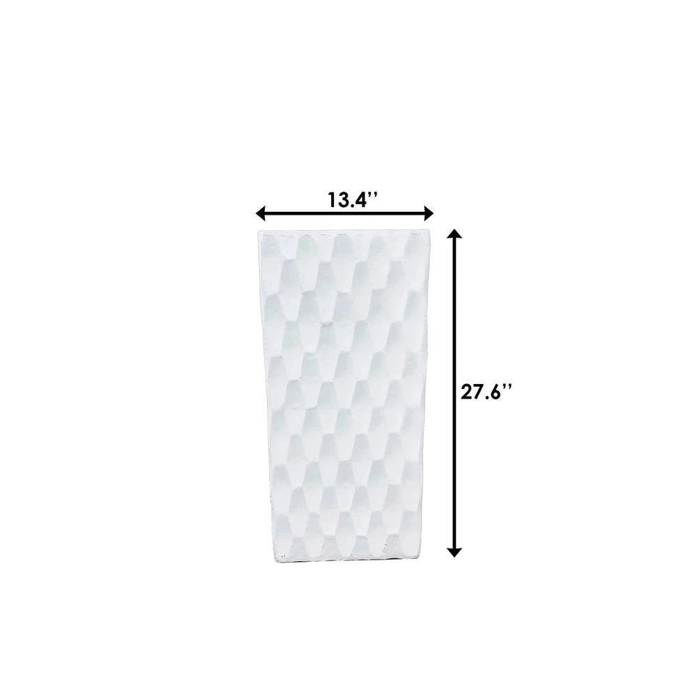KANTE 27.6 in. H Square Pure White Concrete/Fiberglass Indoor Outdoor Elegant Retro Tall Planter - Image 7