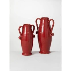 SULLIVANS Red Ceramic Handled Urn (Set of 2)