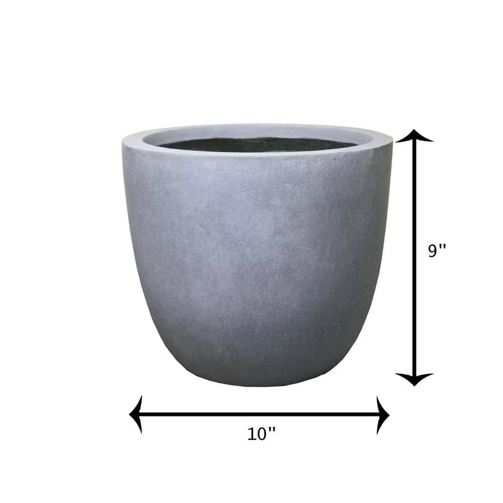 KANTE 10 in. W Round Slate Gray Concrete/Fiberglass Indoor Outdoor Elegant Planter - Image 11