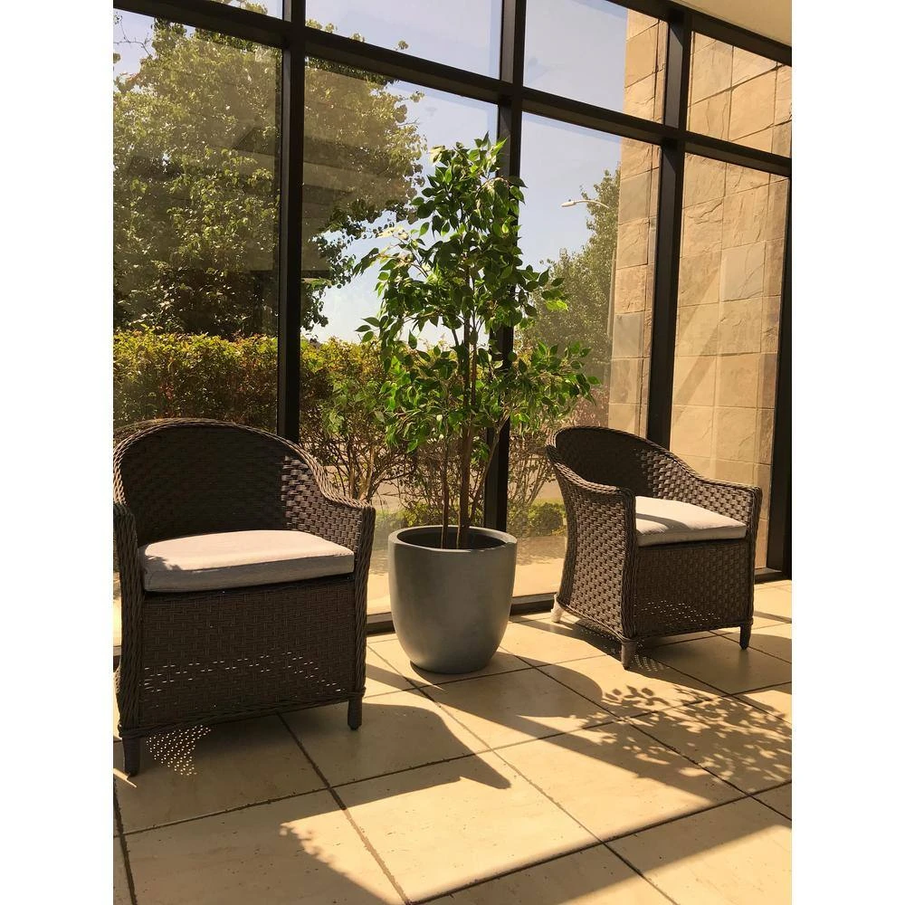 KANTE 10 in. W Round Slate Gray Concrete/Fiberglass Indoor Outdoor Elegant Planter - Image 8