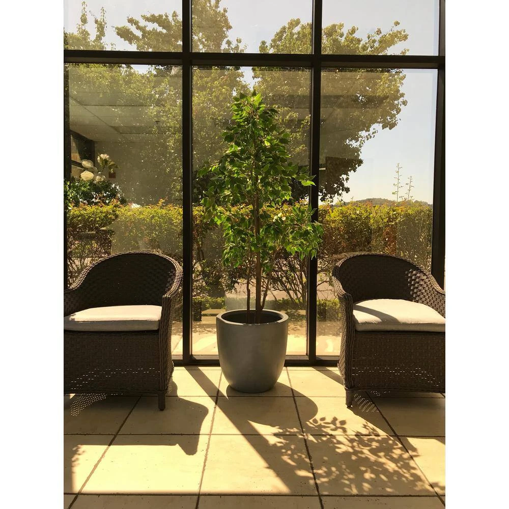 KANTE 10 in. W Round Slate Gray Concrete/Fiberglass Indoor Outdoor Elegant Planter - Image 10