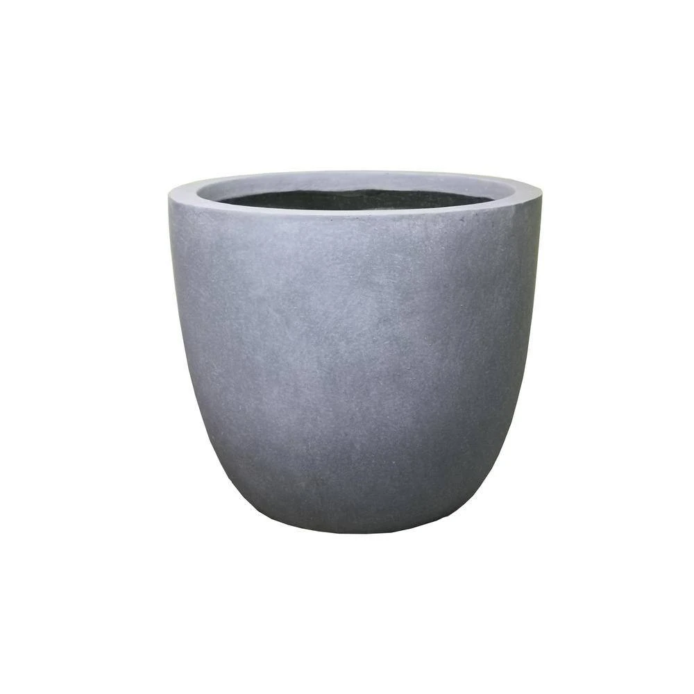 KANTE 10 in. W Round Slate Gray Concrete/Fiberglass Indoor Outdoor Elegant Planter - Image 5