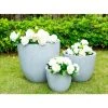 KANTE 18", 14" and 10"W Round Slate Gray Lightweight Concrete/Fiberglass Indoor Outdoor Elegant Seamless Planters (Set of 3)