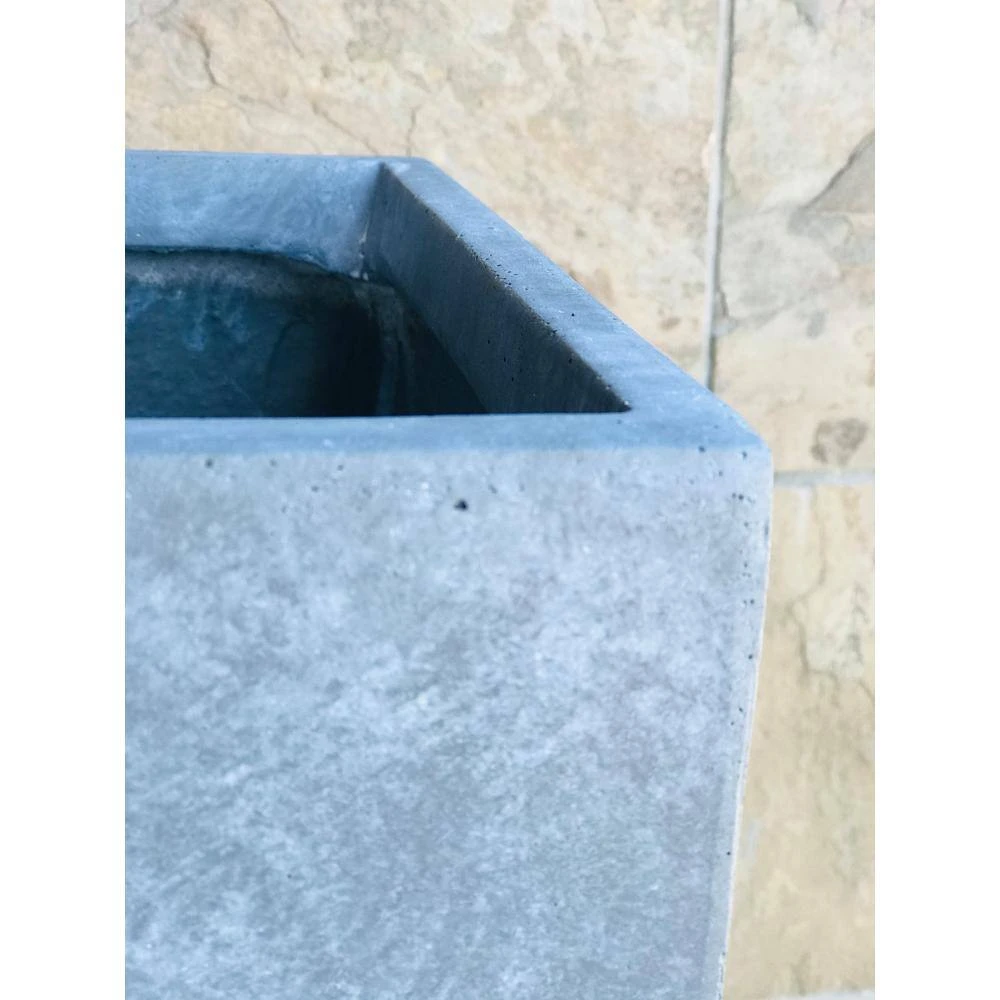 KANTE 28 in. x 24 in. and 20 in. H Square Slate Gray Concrete/Fiberglass Indoor Outdoor Modern Tall Planters - Image 7