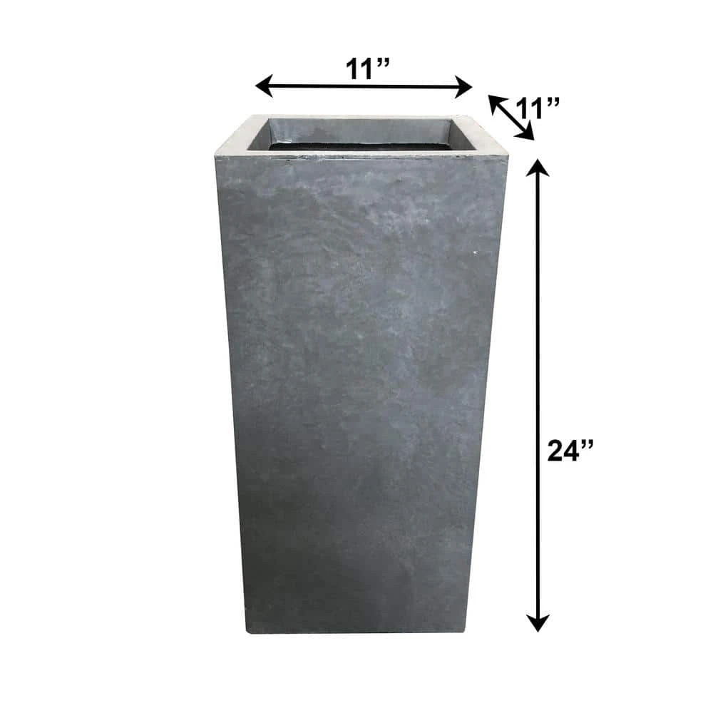 KANTE 24 in. H Square Slate Gray Concrete/Fiberglass Indoor Outdoor Elegant Tall Planter - Image 6