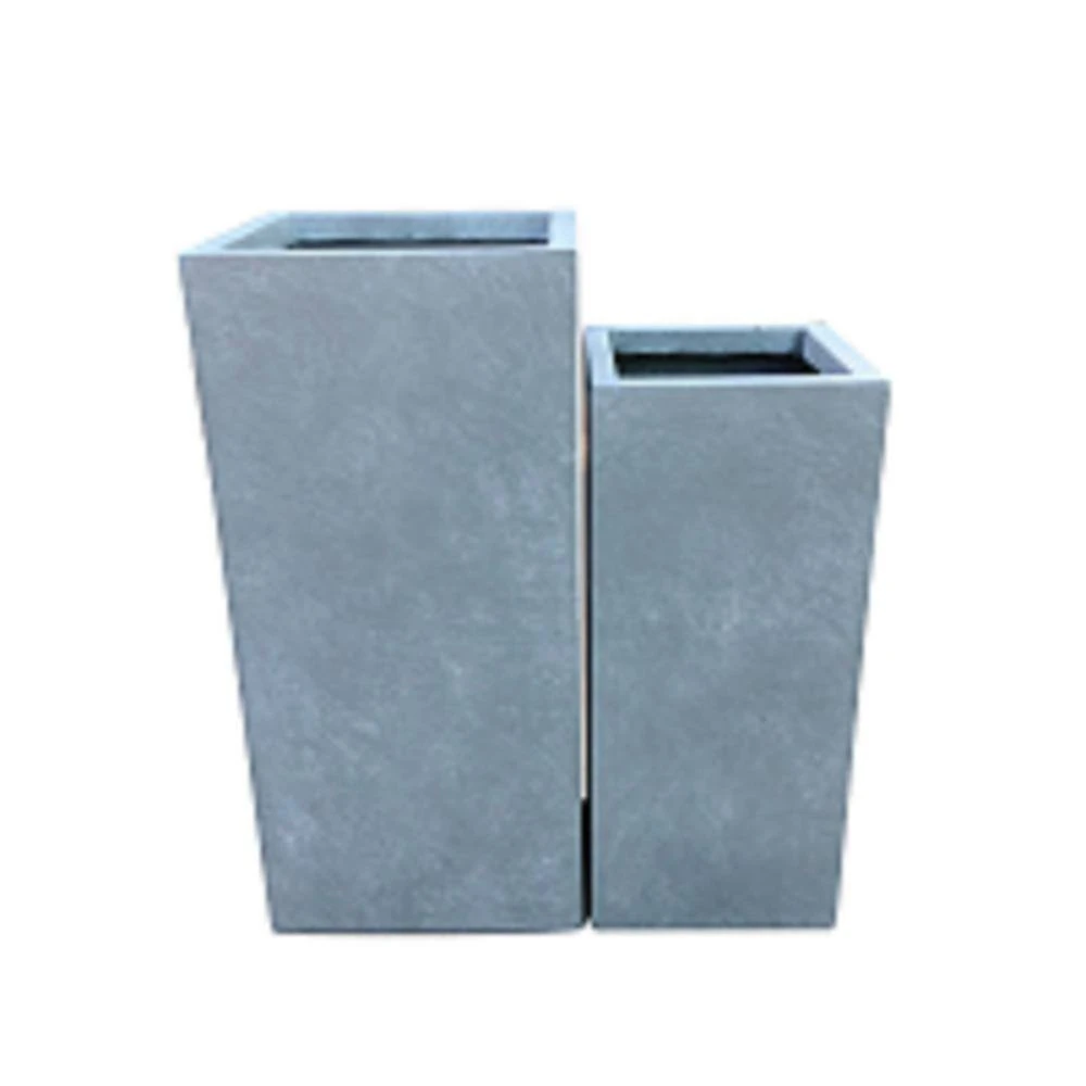 KANTE 19 in. and 16 in. H Square Slate Gray Concrete/Fiberglass Indoor Outdoor Modern Seamless Planters - Image 3