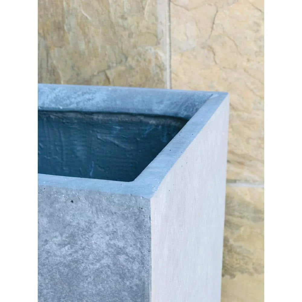 KANTE Small 13 in. Tall Slate Gray Lightweight Concrete Square Outdoor Planter - Image 5