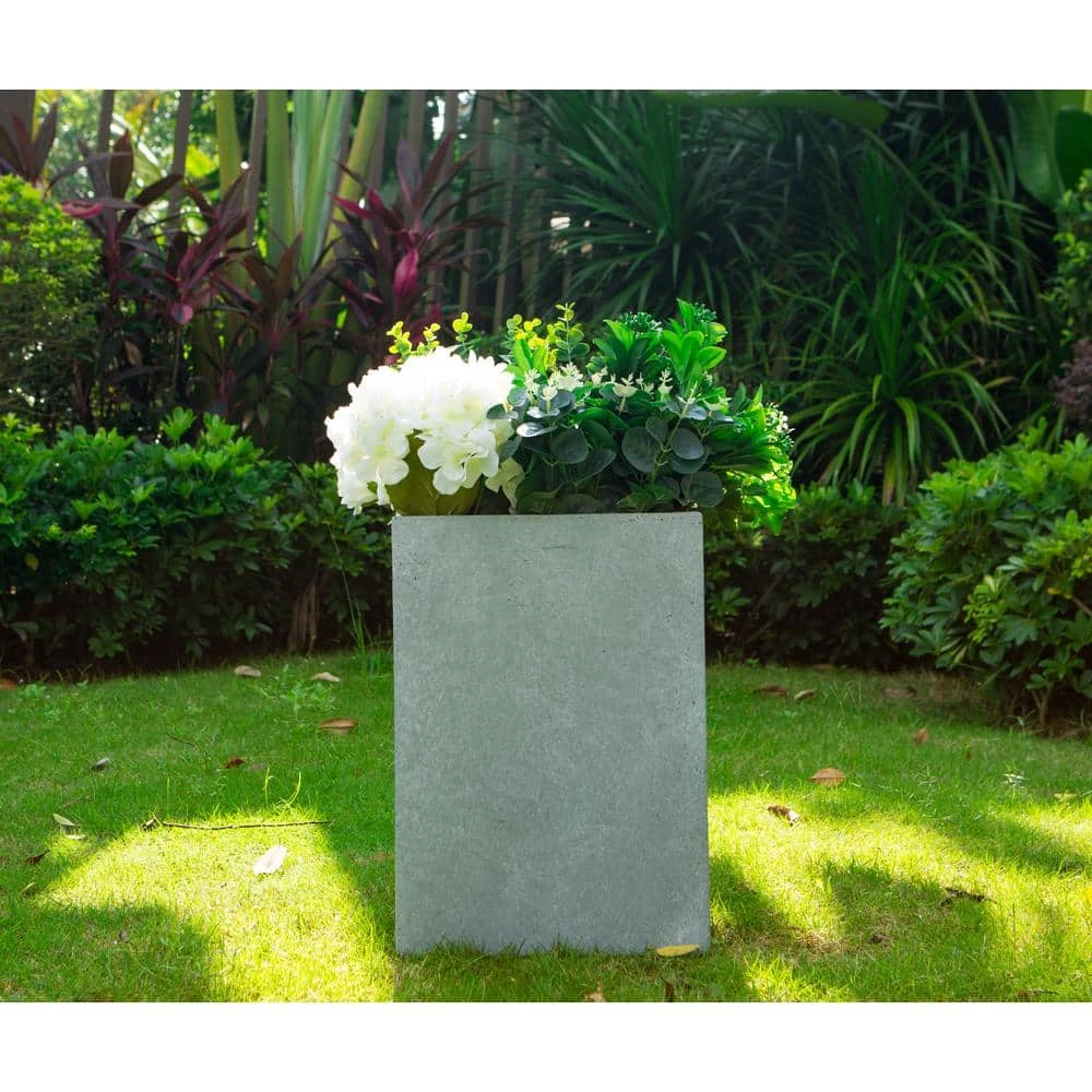 KANTE Small 13 in. Tall Slate Gray Lightweight Concrete Square Outdoor Planter - Image 4