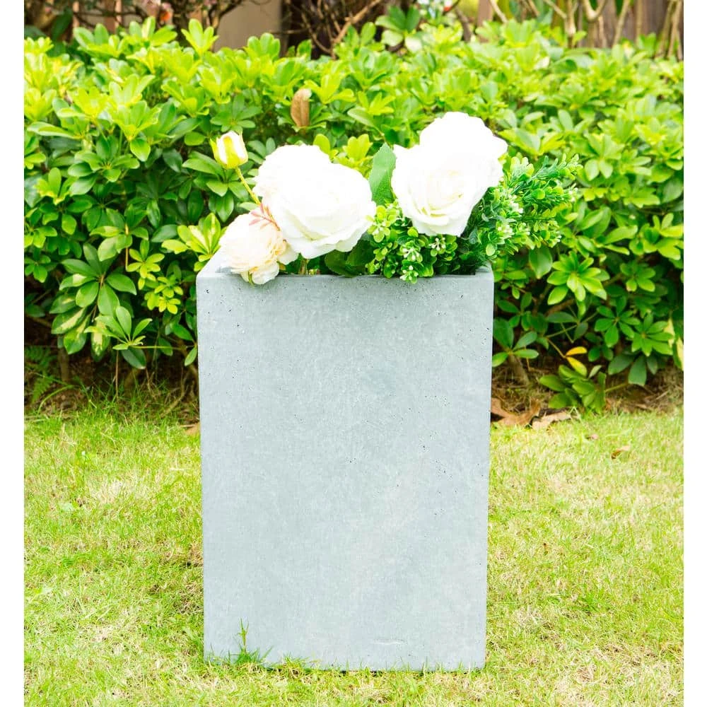 KANTE Small 13 in. Tall Slate Gray Lightweight Concrete Square Outdoor Planter - Image 3