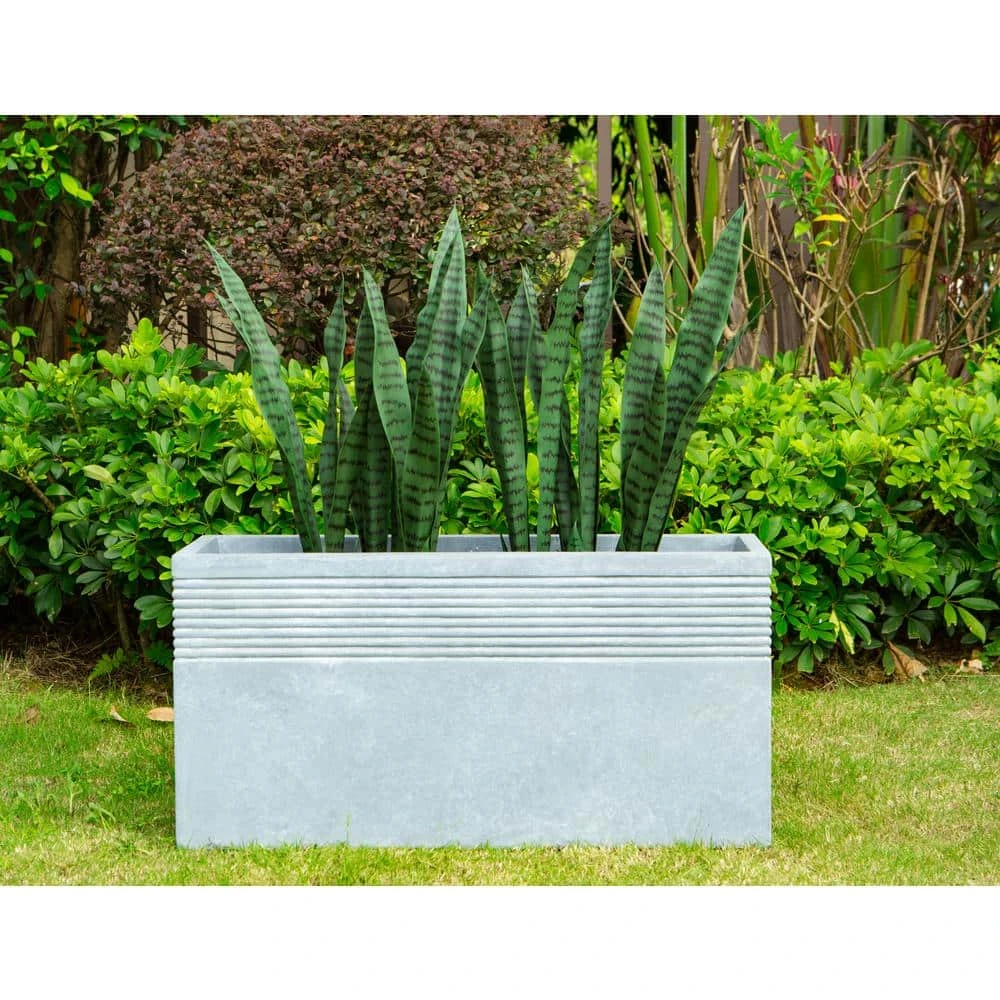 KANTE 31.5 in. L Slate Gray Lightweight Concrete Modern Rectangle Outdoor Planter - Image 2