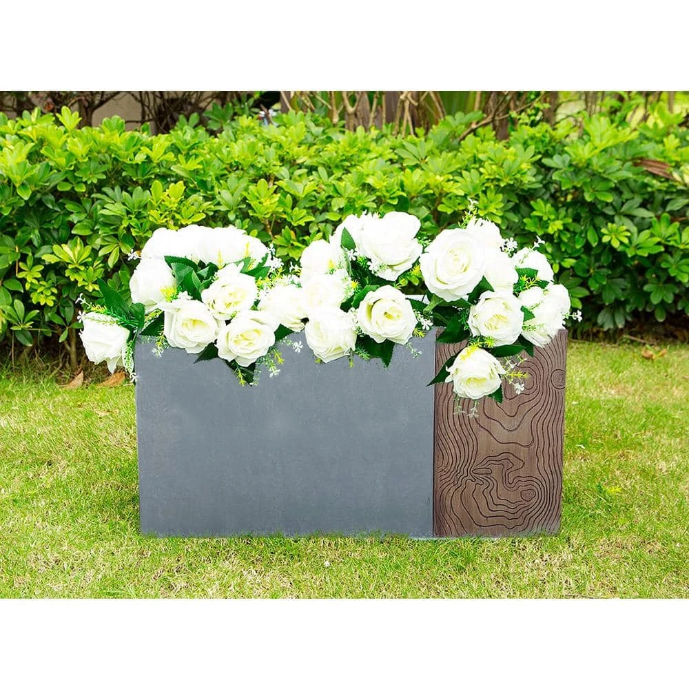 KANTE 31 in. L Rectangular Timber Ridge Concrete/Fiberglass Indoor Outdoor Elegant Long Planter