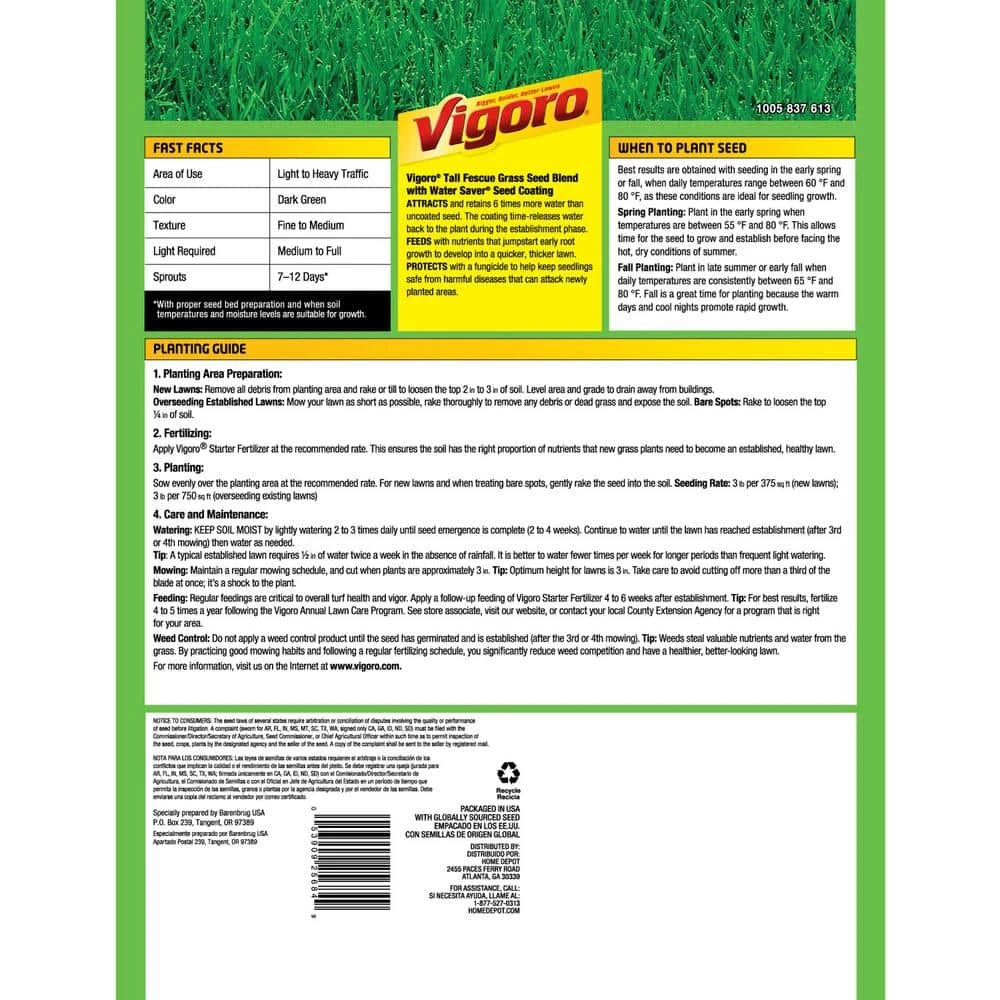 Vigoro 3 lbs. Tall Fescue Grass Seed Blend with Water Saver Seed Coating - Image 3