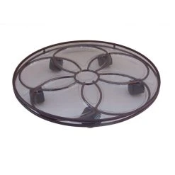 Vigoro 17 in. x 17 in. x 2.8 in. Silver Metal Plant Caddy