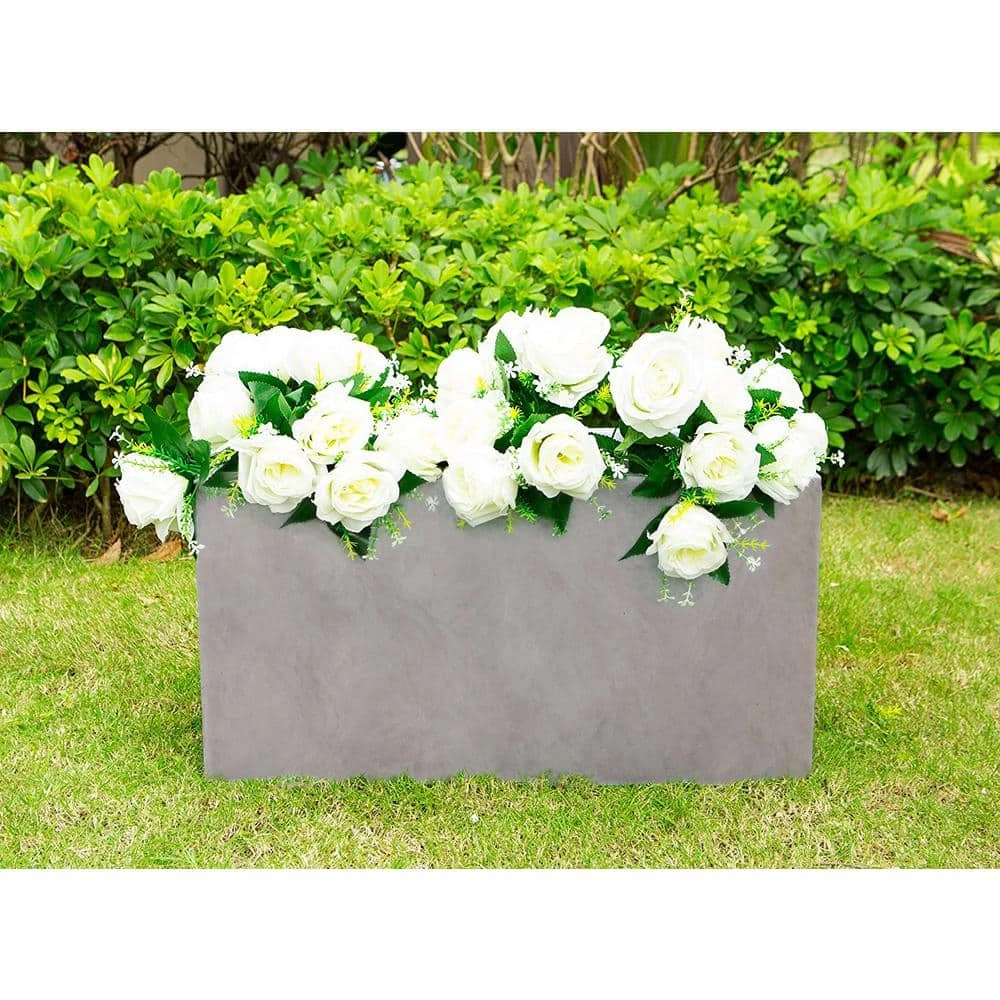 KANTE 23 in. L Rectangular Weathered Concrete/Fiberglass Indoor Outdoor Elegant Long Planter - Image 5