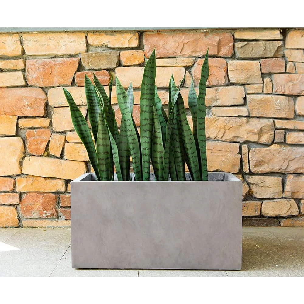 KANTE 23 in. L Rectangular Weathered Concrete/Fiberglass Indoor Outdoor Elegant Long Planter - Image 2