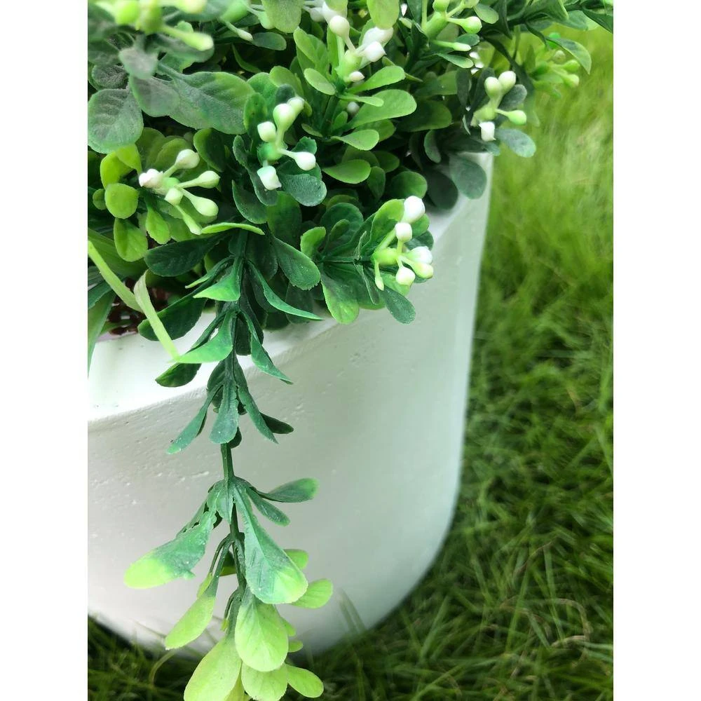 KANTE 12.9 in. Dia, Pure White Lightweight Concrete Modern Cylinder Outdoor Planter - Image 5