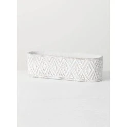 SULLIVANS White Diamond Pattern Cement Double Planter