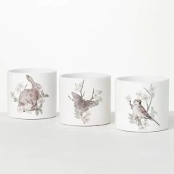 SULLIVANS Spring Print Decorative Pots - Set of 3