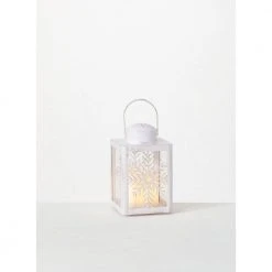 SULLIVANS 8.75 in. Snowflake Lantern with LED Pillar Candle