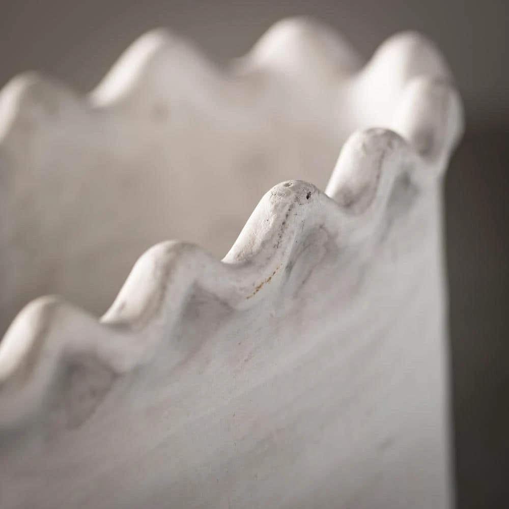 SULLIVANS White Scalloped Edge Cement Garden Pot - Image 2